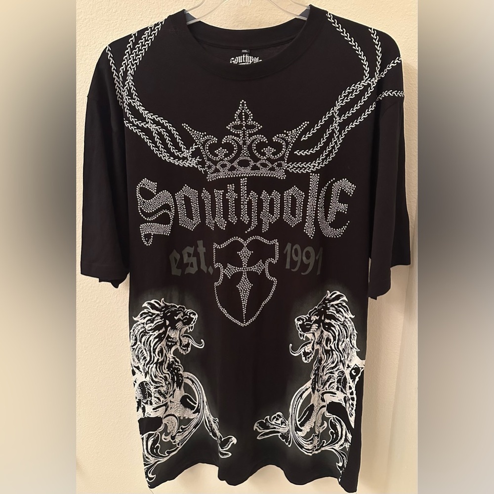 Southpole y2k grunge / hip hop Script Graphic T-Shirt Urban‎ Streetwear Sz-2XL